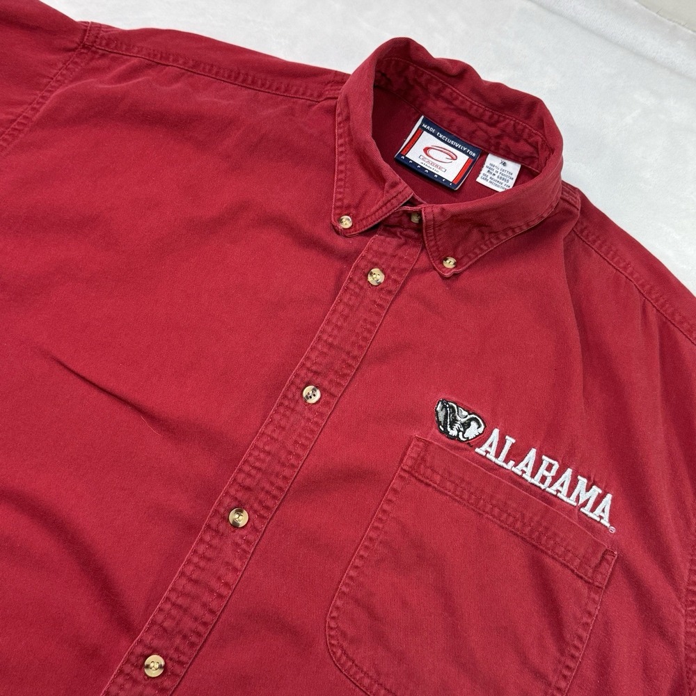 Vintage 90s Alabama Crimson Tide Shirt XL Cadre Athletic SS Button Down Elephant